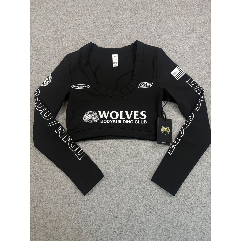 Darc Sport Wolves Bodybuilding Club Long Sleeve Crop Top Black Limited 327/500 M